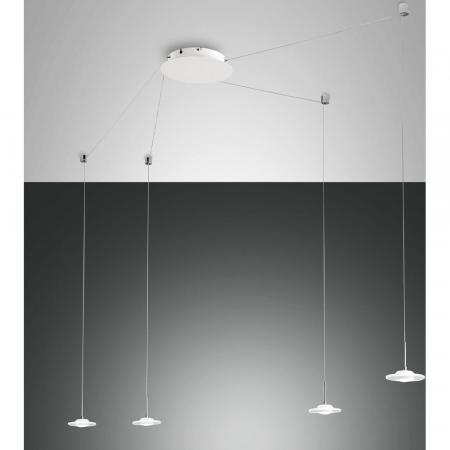 Susanna 4-flammige LED Pendelleuchte in Weiss transparent satiniertes Finsh dimmbar von Fabas Luce