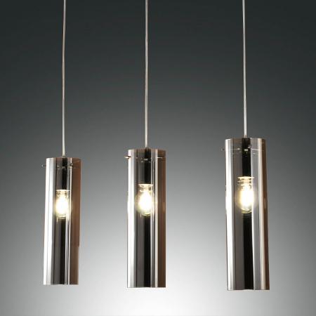 SINTESI PENDELLEUCHTE 3-FLAMMIG DIMMBAR IN RAUCHGRAU AUS BORSILICATGLAS VON FABAS LUCE