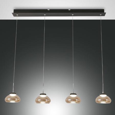 Arabella LED Pendelleuchte 4-flammig mit amberfarbenen Glasschirmen dimmbar Fabas Luce