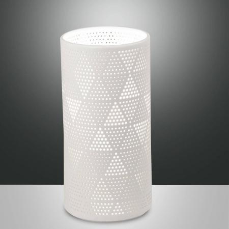 Kleine Micol ausdrucksstarke handgearbeitete Keramik-Tischleuchte mit Effekt-Lichtverteilung in Weiss von Fabas Luce