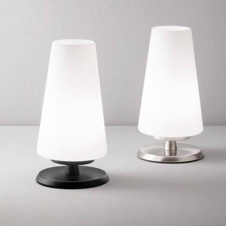 Milady Tischleuchte aus geblasenem Glas Nickel satiniert mit Touchdimmer & Memoryfunktion von Fabas Luce