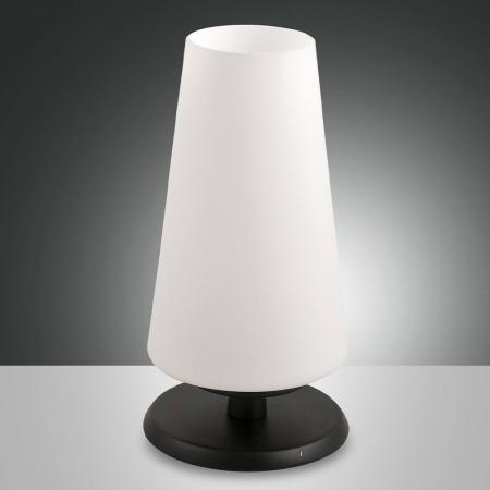 Milady Tischleuchte aus geblasenem Glas mit Touchdimmer & Memoryfunktion in Schwarz von Fabas Luce