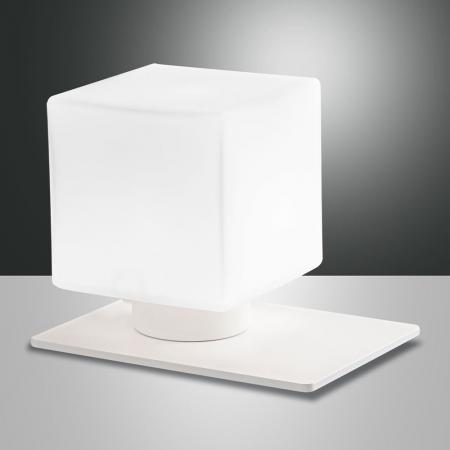 Zara Tischleuchte aus geblasenem Glas mit Touchdimmer in Weiss Fabas Luce