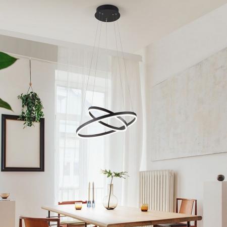 FABAS LUCE 3508-45-101-01 Giotto LED Hängeleuchte 2 Ringe Ø60cm Warmweiß Schwarz dimmbar Smartluce