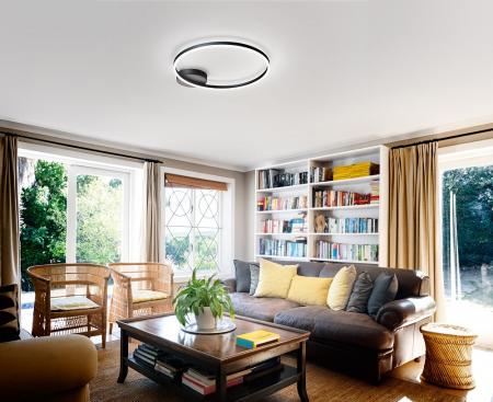 FABAS LUCE FAB-3508-61-101-01 Giotto LED Deckenleuchte Ø60cm 36W Warmweiß Schwarz dimmbar Smartluce
