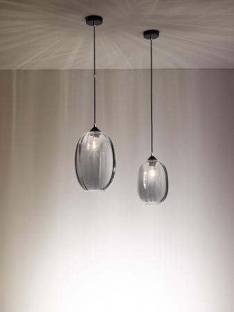 FABAS LUCE FAB-3519-40-126-01 Infinity Pendelleuchte Ø20cm E27 Rauchglas Schwarz Smartluce