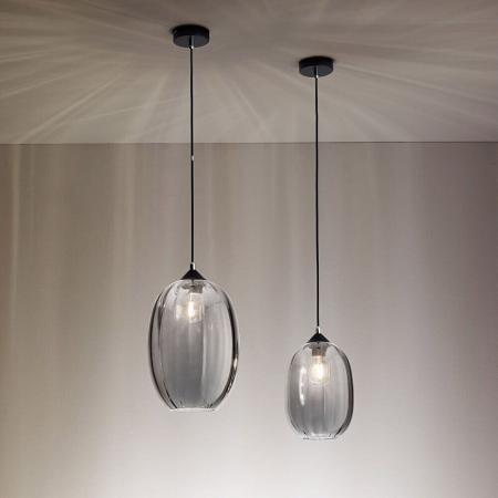 FABAS LUCE FAB-3519-45-126-01 Luce Pendelleuchte Ø25cm E27 Rauchglas Schwarz Smartluce