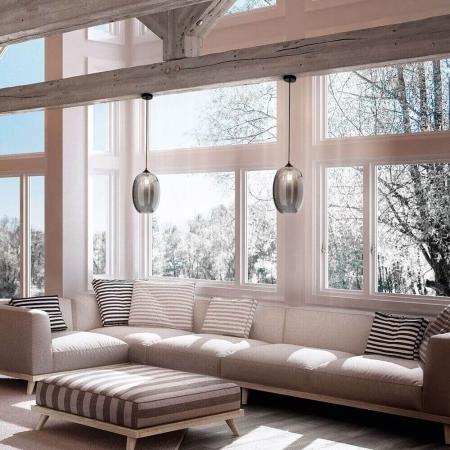 FABAS LUCE FAB-3519-45-126-01 Luce Pendelleuchte Ø25cm E27 Rauchglas Schwarz Smartluce