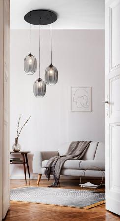 FABAS LUCE FAB-3519-47-126-01 Infinity Pendelleuchte 3-flammig E27 Rauchglas Schwarz Smartluce