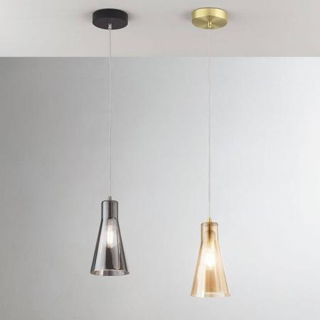 Dafne Mediterrane Glas-Pendelleuchte in zeitlosem Design in Rauchgrau von Fabas Luce