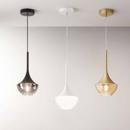 Apollo Pendelleuchte aus Metall & Glas in Schwarz im Retro-Look von Fabas Luce