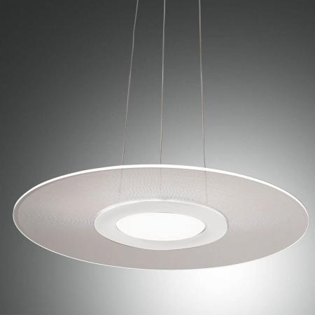 Angelica LED Pendelleuchte in Weiß mit runden flachen Acrylschirm von Fabas Luce