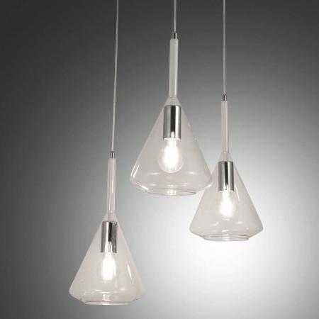 Tris 3-flammige Pendelleuchte Tranparentes Borsilicatglas von Fabas Luce