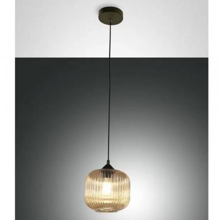 Dock Pendelleuchte in Amber in Riffeloptik italienisches Design von Fabas Luce