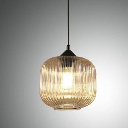 Dock Pendelleuchte in Amber in Riffeloptik italienisches Design von Fabas Luce