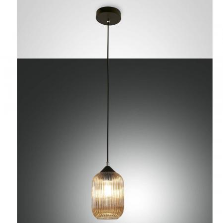 Aston Pendelleuchte in Amber in Riffeloptik italienisches Design von Fabas Luce