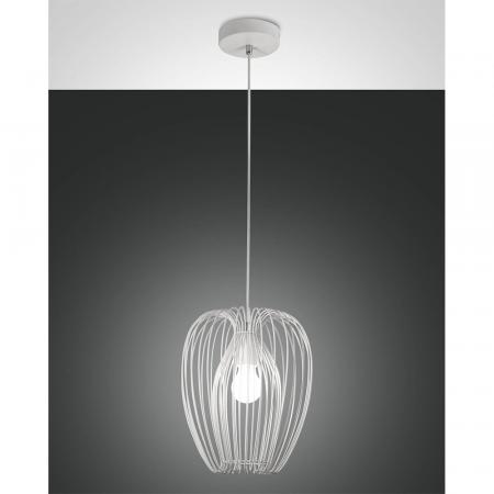 Camp Pendelleuchte mit integriertem Doppelkorb in Weiß im Vintage-Look von Fabas Luce