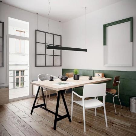 Balkenförmige Next LED Pendelleuchte mit Dimmer in Schwarz 142cm mit Ober- & Unterlicht von Fabas Luce