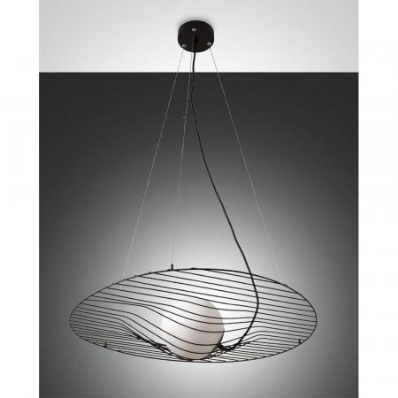 Homa dimmbare Draht-Pendelleuchte in markanter Wellenform in Schwarz von Fabas Luce