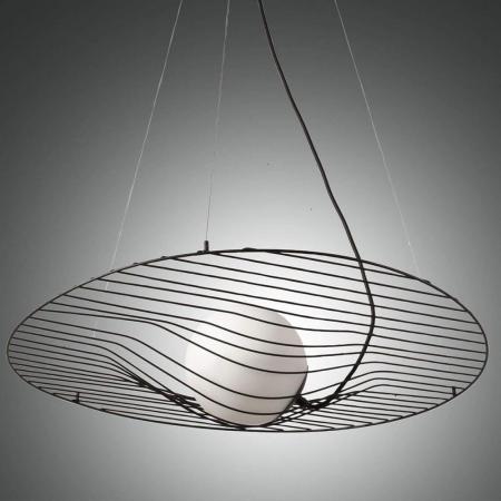 Homa dimmbare Draht-Pendelleuchte in markanter Wellenform in Schwarz von Fabas Luce