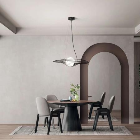 Homa dimmbare Draht-Pendelleuchte in markanter Wellenform in Schwarz von Fabas Luce