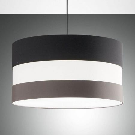 Arona wohnliche Pendelleuchte mit 55cm Stoff-Lampenschirm in dunkelgrau/taubengrau von Fabas Luce