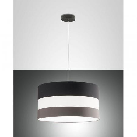 Arona wohnliche Pendelleuchte mit 55cm Stoff-Lampenschirm in dunkelgrau/taubengrau von Fabas Luce