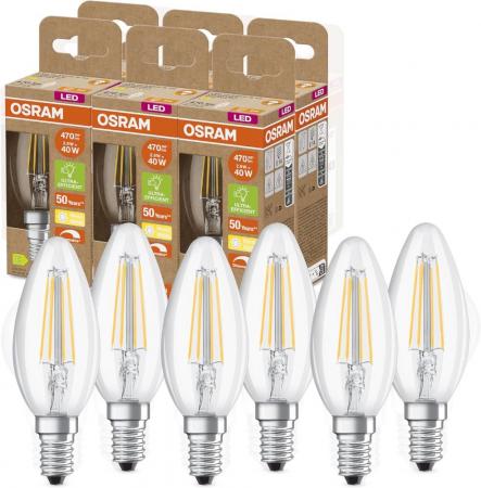 6er Set OSRAM E14 SUPERSTAR+ CLASSIC LED Lampe Kerzenform dimmbar 2,9W wie 40W 2700K warmweißes Licht