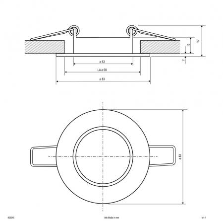EVN 830015 Deckeneinbauleuchte Chrom rund schwenkbar• Einbaudurchmesser: 68 mm