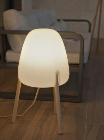 New Garden Rocket 70 Stehleuchte In&Out mit Holzfüßen dimmbare LED mit Fernbedienung 230V, Höhe Schirm 40 cm, IP65