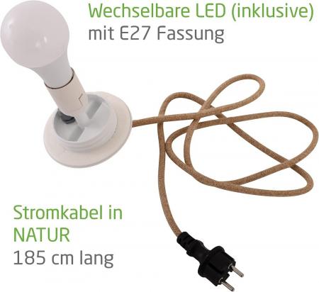 New Garden Rocket 70 Stehleuchte In&Out mit Holzfüßen dimmbare LED mit Fernbedienung 230V, Höhe Schirm 40 cm, IP65