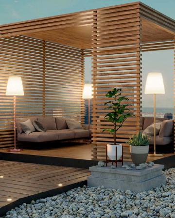 New Garden LOLA SLIM 180 Designer Stehlampe RGBW rose/gold Akku