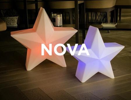 NOVA 60 Großer dimmbarer leuchtender Stern RGBW Akku Fernbedienung Weiß Innen New Garden