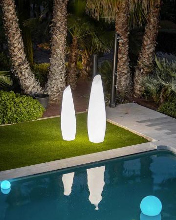 New Garden FREDO 140 dimmbare Aussen Stehleuchte Akku USB Fernbedienung - weiß - 140 cm - farbiges und kaltesweißes licht