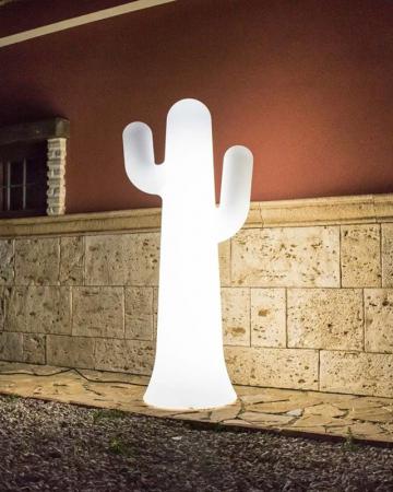 New Garden Stehlampe PANCHO LED-Kaktus 139cm hoch weiß mit Akku, Fernbedienung, RGBW und kaltweißes Licht IP65