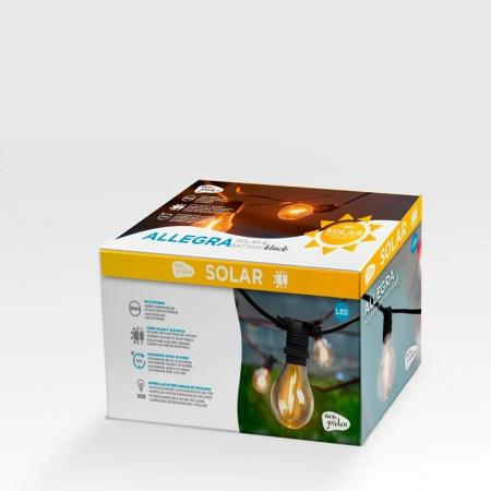 New Garden ALLEGRA Lichterkette schwarz 8 Meter IP44 mit Solar Akku USB