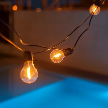 New Garden ALLEGRA Lichterkette schwarz 8 Meter IP44 mit Solar Akku USB