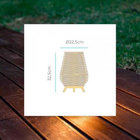 New Garden BOSSA 30 Rattan Akku Tischleuchte mit Fernbedienung für Innen & Außen