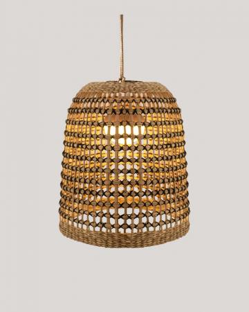 New Garden POSITANO Naturgeflecht Hängeleuchte Akku dimmbar mit Fernbedienung