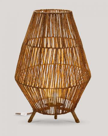 New Garden SISINE 70 Rattan Stehlampe aus Jute Naturfasern kabelgebunden mit Fernbedienung für Innen IP20