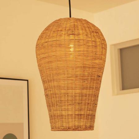 New Garden Große Saona Naturgeflecht Ratta Hängeleuchte mit E27 Fassung ohne Leuchtmittel für Innen IP20