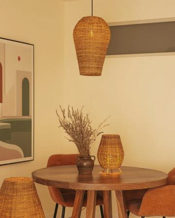 New Garden Große Saona Naturgeflecht Ratta Hängeleuchte mit E27 Fassung ohne Leuchtmittel für Innen IP20