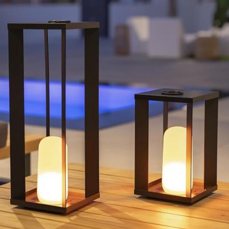 New Garden SIROCO kabellose tragbare Metall-Laterne 50cm schwarz Akku dimmbar Fernbedienung In&Out IP54