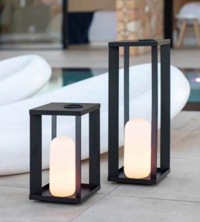 New Garden SIROCO kabellose tragbare Metall-Laterne 50cm schwarz Akku dimmbar Fernbedienung In&Out IP54