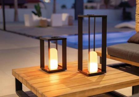 New Garden SIROCO kabellose tragbare Metall-Laterne 50cm schwarz Akku dimmbar Fernbedienung In&Out IP54