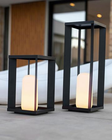 New Garden SIROCO kabellose tragbare Metall-Laterne 50cm schwarz Akku dimmbar Fernbedienung In&Out IP54