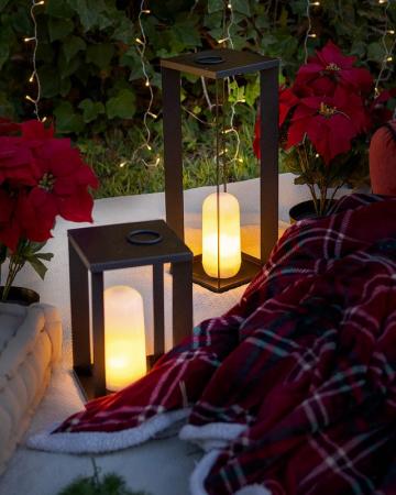 New Garden SIROCO kabellose tragbare Metall-Laterne 50cm schwarz Akku dimmbar Fernbedienung In&Out IP54