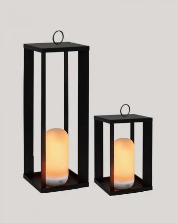 New Garden SIROCO kabellose tragbare Metall-Laterne 50cm schwarz Akku dimmbar Fernbedienung In&Out IP54
