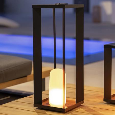 New Garden SIROCO kabellose tragbare Metall-Laterne 50cm schwarz Akku dimmbar Fernbedienung In&Out IP54