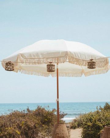 New Garden LED-Lichterkette ALBA 8 Meter 10 Juteschirmchen Akku & Solar In&Out IP44 Licht: Warmweiss